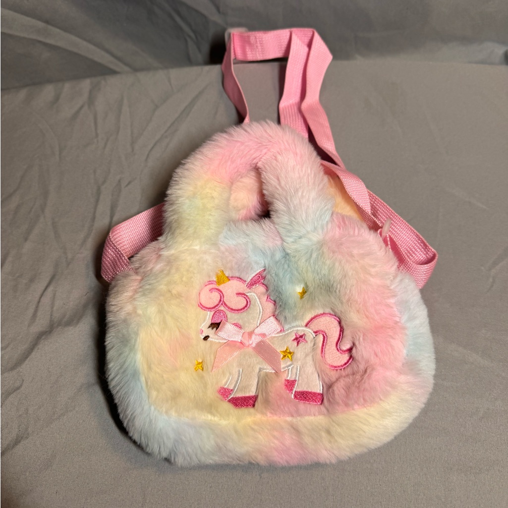 Unicorn Plush Backpack - Pastel Pink And Blue
